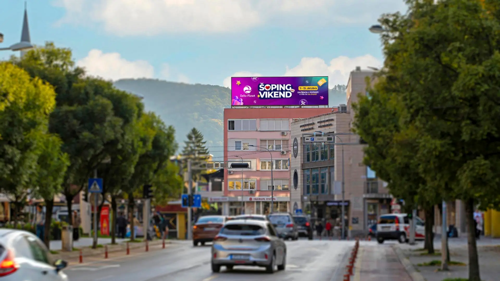 Reklamna lokacija danju i noću